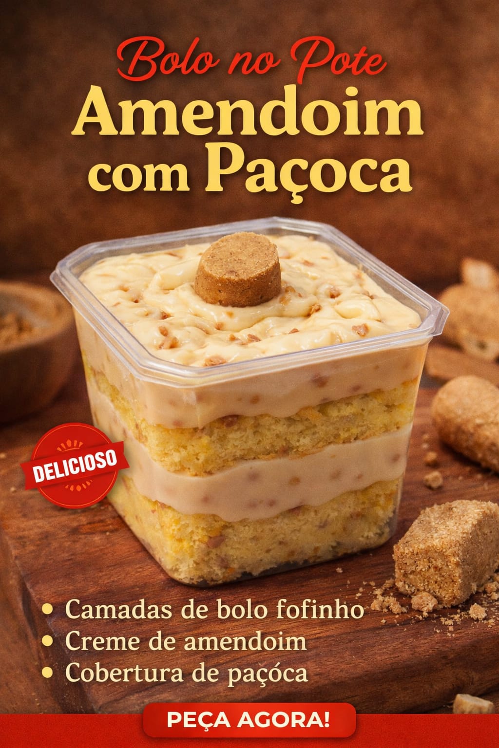 BOLO NO POTE - AMENDOIM